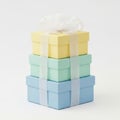Stack of colored gift boxes isolated on white background Royalty Free Stock Photo