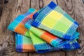 Stack of colored kitchen towels in box Royalty Free Stock Photo