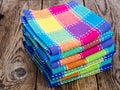 Stack of colored kitchen towels in box Royalty Free Stock Photo