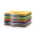 Stack of colored papers isolated on white background Royalty Free Stock Photo