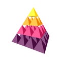 Stack of colored pyramids that makes another pyramid