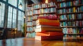 The Stack of Colorful Books.AI generated image Royalty Free Stock Photo