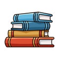 Stack of Colorful Books Icon in Cartoon Style Royalty Free Stock Photo