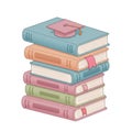 Stack of Colorful Books with Mortarboard Decorative Illustration for Education and Learning Royalty Free Stock Photo