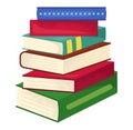 Stack colorful books, pile textbooks, reading education concept. Studying library books collection Royalty Free Stock Photo