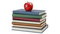 Stack of Colorful Books with Red Apple on Top Isolated (ai generated) Royalty Free Stock Photo