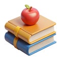 Stack of colorful books with a red apple on top symbolizing education and knowledge Royalty Free Stock Photo