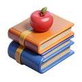 Stack of colorful books with a red apple on top symbolizing education and learning Royalty Free Stock Photo