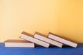 Stack of colorful books on table. Education background. Back to school. Copy space for text. Royalty Free Stock Photo