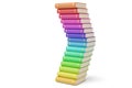 Stack of colorful books on white background.3D illustration Royalty Free Stock Photo