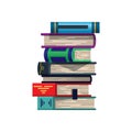 Stack of colorful books on a white background. Pile of education books vector. Illustration in flat style. Knowledge Royalty Free Stock Photo