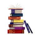 Stack of colorful books on a white background. Pile of education books vector. Illustration in flat style. Knowledge Royalty Free Stock Photo