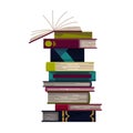 Stack of colorful books on a white background. Pile of education books vector. Illustration in flat style. Knowledge Royalty Free Stock Photo