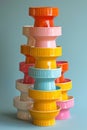 A stack of colorful bowls stacked on top of each other, AI Royalty Free Stock Photo