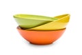 Stack of colorful bowls on white Royalty Free Stock Photo