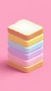 Colorful Stacked Bread Slices on Pink Background Royalty Free Stock Photo