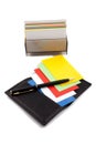 Stack of colorful cards in card holder Royalty Free Stock Photo