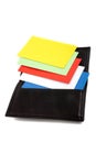 Stack of colorful cards in card holder Royalty Free Stock Photo