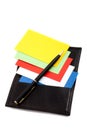 Stack of colorful cards in card holder Royalty Free Stock Photo