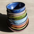 A stack of colorful ceramic bowls Royalty Free Stock Photo