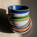 A stack of colorful ceramic bowls Royalty Free Stock Photo