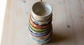 A stack of colorful ceramic bowls, Royalty Free Stock Photo