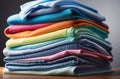 Stack of colorful clothes. Laundry and household. Royalty Free Stock Photo