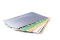 Stack of colorful Credit cards on white background or isolated Royalty Free Stock Photo