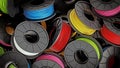 Stack of colorful 3D printer filaments. 3D illustration Royalty Free Stock Photo