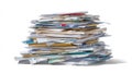 Stack of colorful documents on white background. Neural network AI generated Royalty Free Stock Photo