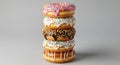 Stack of Colorful Donuts Sprinkles, Glaze, Sweet Treats on Display Royalty Free Stock Photo