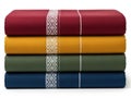 Stack of colorful fabric sheets isolated on white background Royalty Free Stock Photo