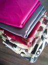 Stack of colourful fabric textile Royalty Free Stock Photo