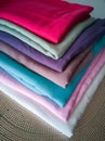 Stack of colourful fabric textile Royalty Free Stock Photo