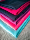 Stack of colourful fabric textile Royalty Free Stock Photo