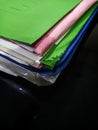 Stack of colorful file folders with papers Royalty Free Stock Photo