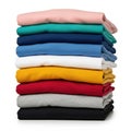Stack of Colorful Folded Clothes Isolated on White Background Royalty Free Stock Photo