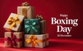 Stack of colorful gift boxes with bows for Happy Boxing Day Royalty Free Stock Photo