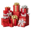 Stack of colorful gift boxes isolated on transparent background Royalty Free Stock Photo