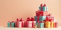 Stack of Colorful Gift Boxes with Red Ribbons Festive and Joyful Royalty Free Stock Photo