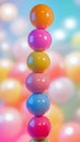 Stack of colorful glossy spheres, abstract vibrant background. Balance and harmony concept Royalty Free Stock Photo