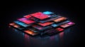 A stack of colorful, glowing squares. Royalty Free Stock Photo
