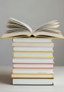 Stack of colorful hardcover books with open top Royalty Free Stock Photo