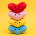 Stack of Colorful Heart-Shaped Pillows Royalty Free Stock Photo