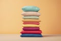 A stack of colorful, isolated pillows. Cushions in bright and varied colors. Royalty Free Stock Photo