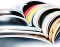 Stack of colorful magazines