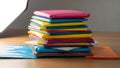 Stack of Colorful Mailing Envelopes on Wooden Table Royalty Free Stock Photo
