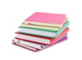 Stack of colorful notebooks isolated on white. School stationery Royalty Free Stock Photo