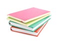 Stack of colorful notebooks isolated on white. School stationery Royalty Free Stock Photo