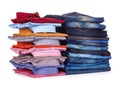 Stack of colorful office shirts and jeans